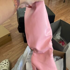 Fashion Nova Pink Heeled Boots (BRAND NEW)